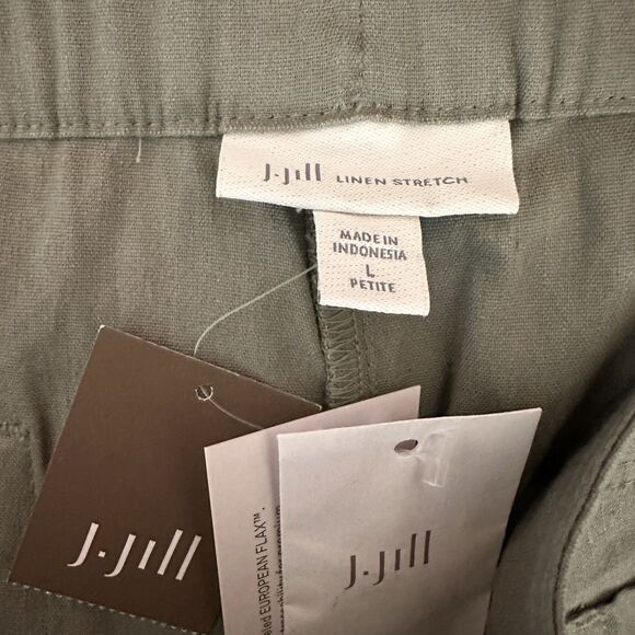 J Jill Linen Stretch Patch Pocket Crops European Flax Willow Large Petite PL - Picture 6 of 9